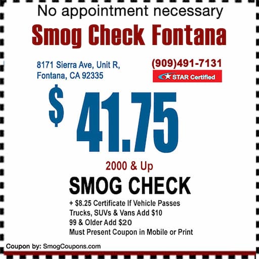 Smog Check Coupon Fontana