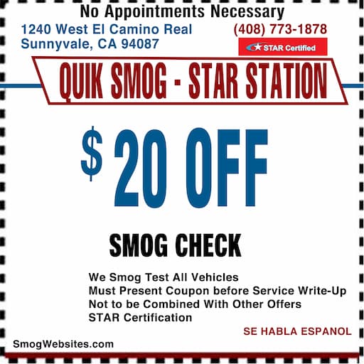 Quiksmog Test Only Center Smog Check Coupon Sunnyvale